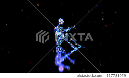 3D anatomy of a man doing situps 117781959