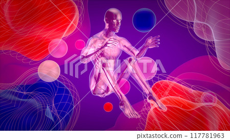 3D anatomy of a man doing situps 117781963