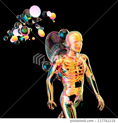 Creative abstract man walking with paint art Creative abstract man walking with paint art 117782219