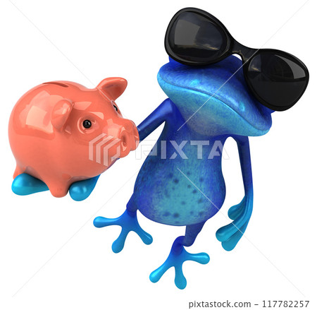 Fun blue frog - 3D Illustration Fun blue frog - 3D Illustration 117782257