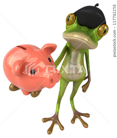 Fun french frog - 3D Illustration Fun french frog - 3D Illustration 117782258