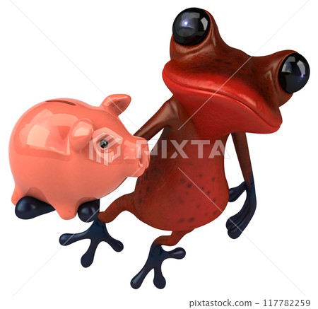 Fun red frog - 3D Illustration 117782259