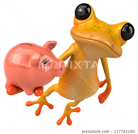 Fun yellow frog - 3D Illustration Fun yellow frog - 3D Illustration 117782260