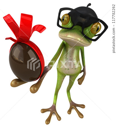 Fun french frog - 3D Illustration Fun french frog - 3D Illustration 117782262