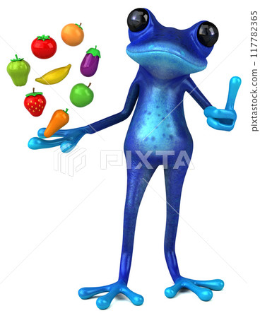 Fun blue frog - 3D Illustration Fun blue frog - 3D Illustration 117782365