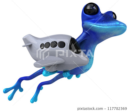 Fun blue frog - 3D Illustration 117782369
