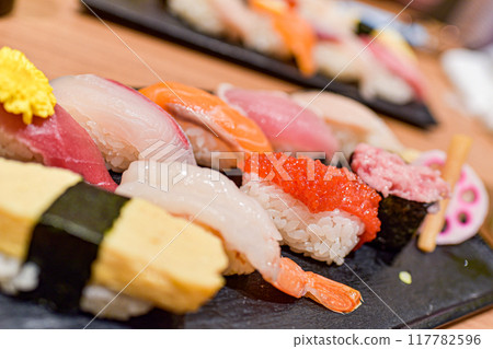 Ten pieces of sushi Ten pieces of sushi 117782596