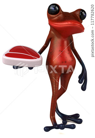 Fun red frog - 3D Illustration 117782620
