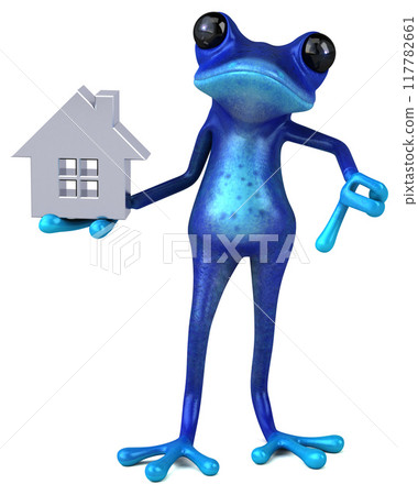 Fun blue frog - 3D Illustration Fun blue frog - 3D Illustration 117782661