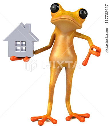 Fun yellow frog - 3D Illustration Fun yellow frog - 3D Illustration 117782667