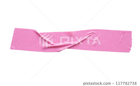 Pink adhesive sticky tapes isolated on white background Pink adhesive sticky tapes isolated on white background 117782738