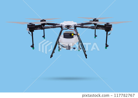 Agriculture drone isolated on blue background 117782767