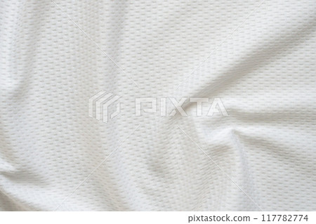 White sports clothing fabric football shirt jersey texture background 117782774