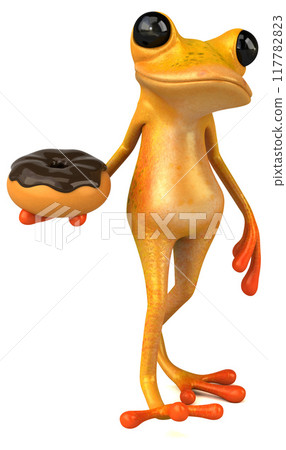 Fun yellow frog - 3D Illustration Fun yellow frog - 3D Illustration 117782823