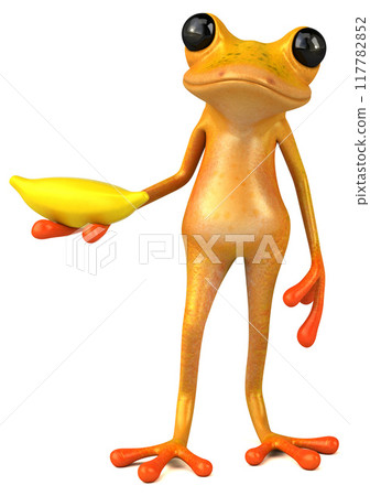 Fun yellow frog - 3D Illustration Fun yellow frog - 3D Illustration 117782852
