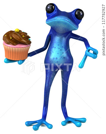 Fun blue frog - 3D Illustration Fun blue frog - 3D Illustration 117782927