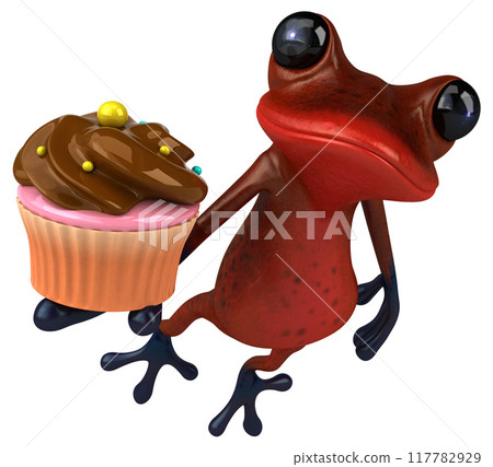 Fun red frog - 3D Illustration 117782929