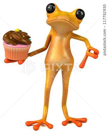 Fun yellow frog - 3D Illustration Fun yellow frog - 3D Illustration 117782930