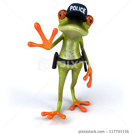 Fun 3D Cartoon frog police officer Fun 3D Cartoon frog police officer 117783156