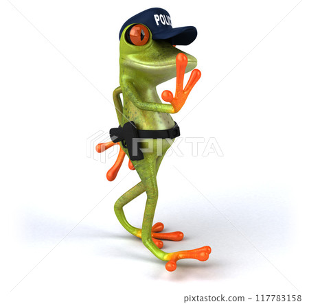 Fun 3D Cartoon frog police officer Fun 3D Cartoon frog police officer 117783158