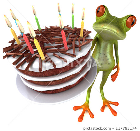 Fun frog - 3D Illustration Fun frog - 3D Illustration 117783174