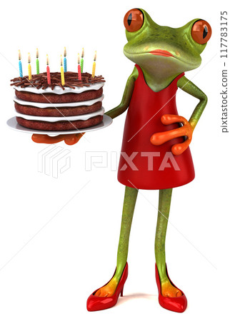 Fun frog - 3D Illustration Fun frog - 3D Illustration 117783175