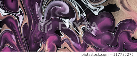 Abstract fluid art background purple and black colors. Liquid marble. Acrylic painting with lavender lines and gradient. Abstract fluid art background purple and black colors. Liquid marble. Acrylic painting with lavender lines and gradient. 117783275
