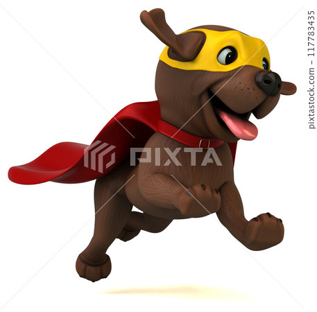 Fun 3D cartoon super white Labrador retriever 117783435