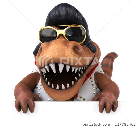 Fun 3D cartoon illustration of a Trex rocker 117783462