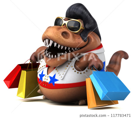 Fun 3D cartoon illustration of a Trex rocker 117783471