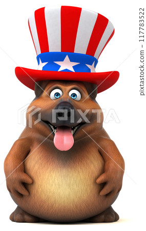 Fun 3D cartoon german shepherd dog with an uncle sam hat Fun 3D cartoon german shepherd dog with an uncle sam hat 117783522