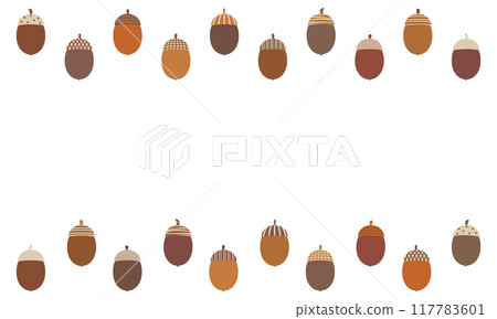 戴著可愛帽子的橡子的線框頂部和底部 戴著可愛帽子的橡子的線框頂部和底部 117783601