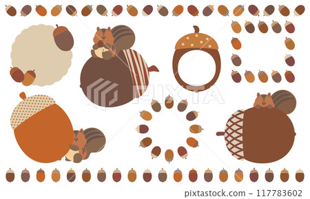 Squirrel and acorn frame set 117783602