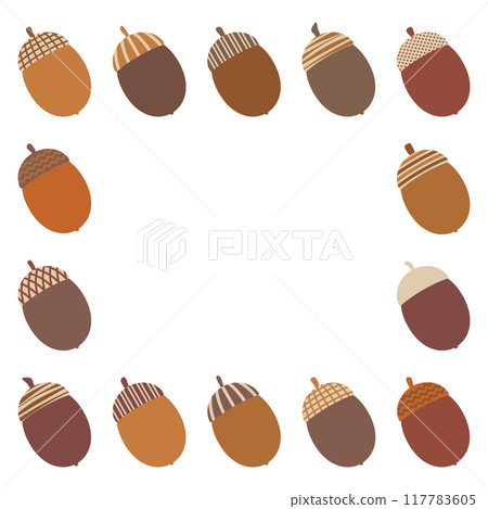 戴著可愛帽子的橡子大方框 117783605