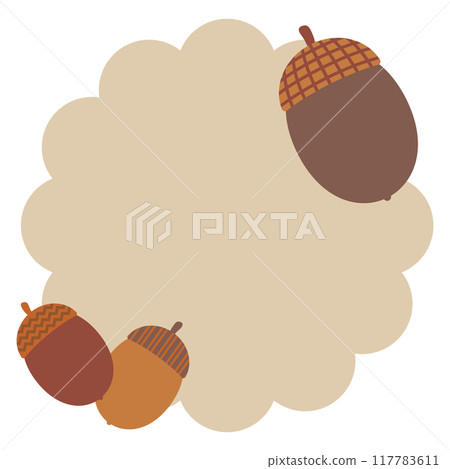 戴著可愛帽子的橡子蓬鬆的框架 117783611