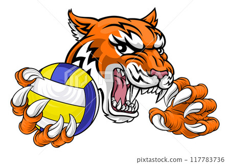 Tiger Volleyball Volley Ball Animal Sports Mascot 117783736