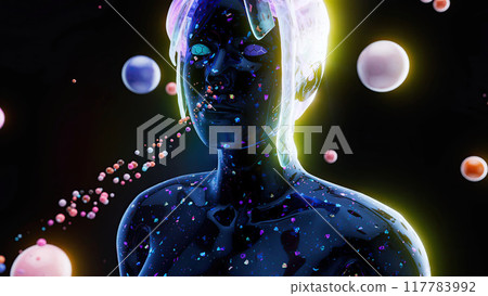Abstract illustration of a woman and the smell sense 117783992
