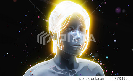 Abstract illustration of a woman and the smell sense Abstract illustration of a woman and the smell sense 117783993