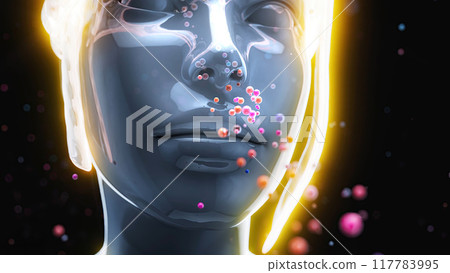 Abstract illustration of a woman and the smell sense Abstract illustration of a woman and the smell sense 117783995