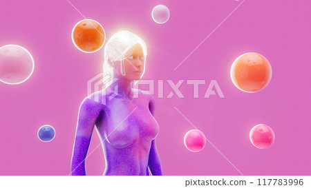 Abstract illustration of a woman and the smell sense Abstract illustration of a woman and the smell sense 117783996