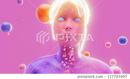 Abstract illustration of a woman and the smell sense Abstract illustration of a woman and the smell sense 117783997