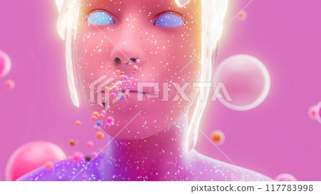 Abstract illustration of a woman and the smell sense Abstract illustration of a woman and the smell sense 117783998