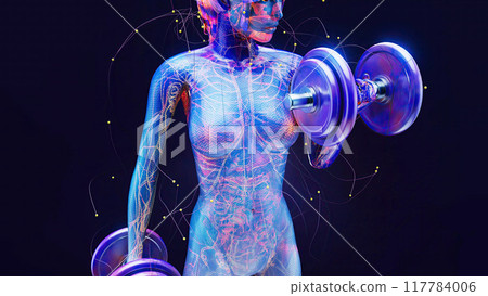 Abstract illustration of a woman with weights Abstract illustration of a woman with weights 117784006