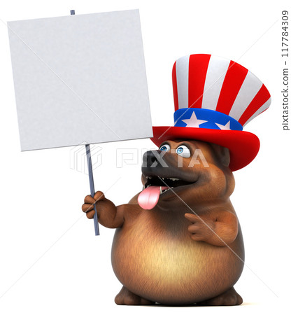 Fun 3D cartoon german shepherd dog with an uncle sam hat Fun 3D cartoon german shepherd dog with an uncle sam hat 117784309