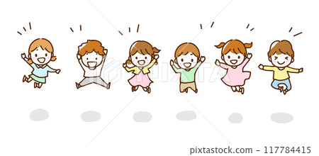 一個孩子跳躍的插圖 一個孩子跳躍的插圖 117784415