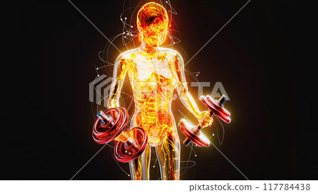 Abstract illustration of a woman with weights 117784438