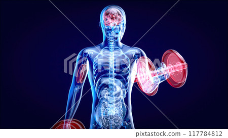 Abstract illustration of a man with weights Abstract illustration of a man with weights 117784812