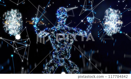 Abstract illustration of a man doing squats 117784842
