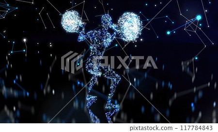 Abstract illustration of a man doing squats 117784843