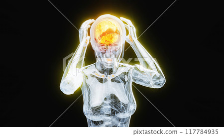 Abstract illustration of woman suffering from headache 117784935